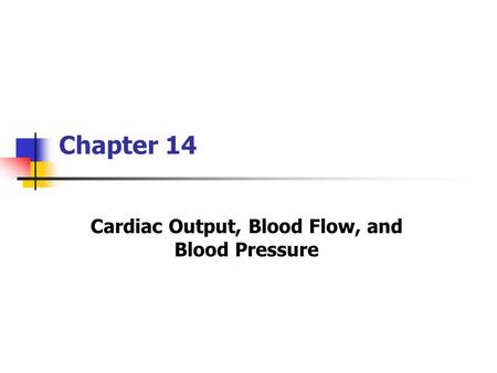 Cardiac Output, Blood Flow, and Blood Pressure