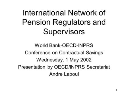 International Network of Pension Regulators and Supervisors