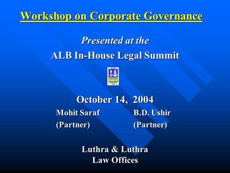 Workshop on Corporate Governance