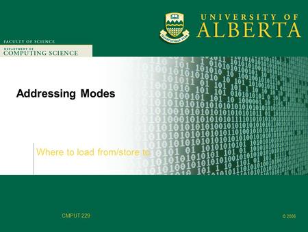 Faculty of Computer Science © 2006 CMPUT 229 Addressing Modes Where to load from/store to.