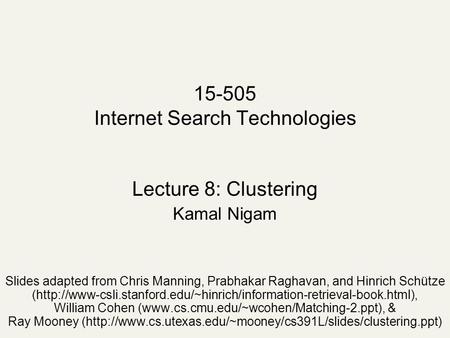 Internet Search Technologies