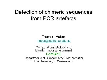 Detection of chimeric sequences from PCR artefacts