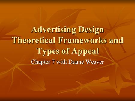 Advertising Design Theoretical Frameworks and Types of Appeal