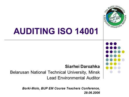 AUDITING ISO Siarhei Darozhka