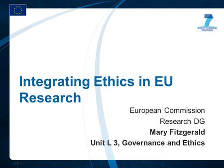 Integrating Ethics in EU Research