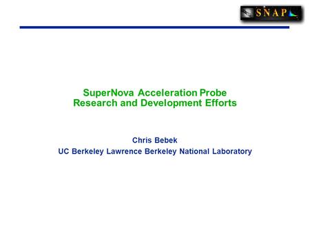 SuperNova Acceleration Probe Research and Development Efforts