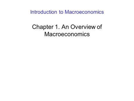 Introduction to Macroeconomics