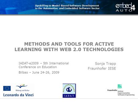 Upskilling to Model-Based Software Development in the Automotive and Embedded Software Sector METHODS AND TOOLS FOR ACTIVE LEARNING WITH WEB 2.0 TECHNOLOGIES.