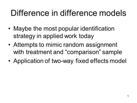 Difference in difference models