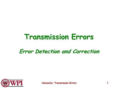 Error Detection and Correction