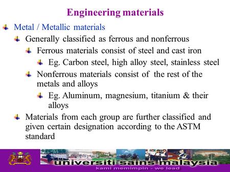 Engineering materials