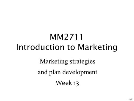 MM2711 Introduction to Marketing