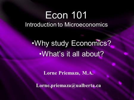 Econ 101 Introduction to Microeconomics