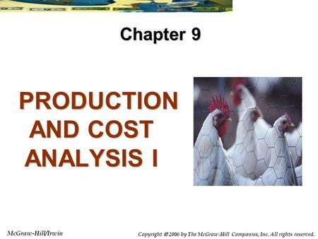 McGraw-Hill/Irwin Copyright  2006 by The McGraw-Hill Companies, Inc. All rights reserved. PRODUCTION AND COST ANALYSIS I PRODUCTION AND COST ANALYSIS.