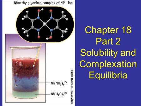 Chapter 18 Part 2 Solubility and Complexation Equilibria.