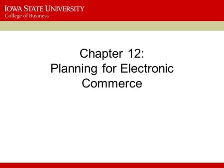 Chapter 12: Planning for Electronic Commerce