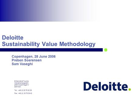 Deloitte Sustainability Value Methodology