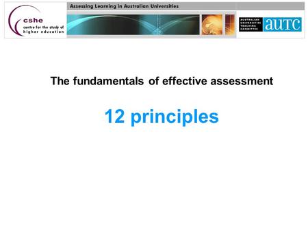 The fundamentals of effective assessment 12 principles