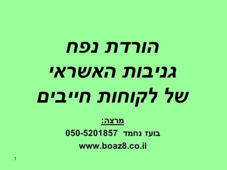 1 הורדת נפח גניבות האשראי של לקוחות חייבים מרצה: בועז נחמד 050-5201857 www.boaz8.co.il.