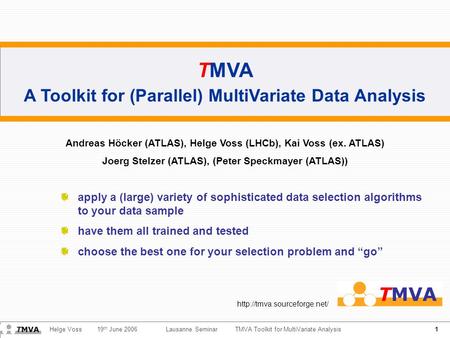 TMVA A Toolkit for (Parallel) MultiVariate Data Analysis