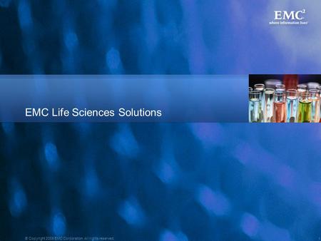 1 © Copyright 2008 EMC Corporation. All rights reserved. EMC Life Sciences Solutions.