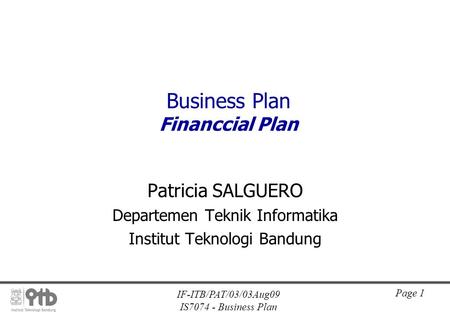 Business Plan Financcial Plan