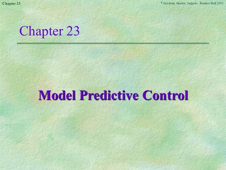 Model Predictive Control