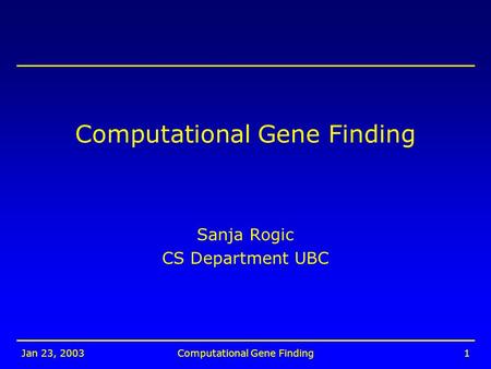 Computational Gene Finding