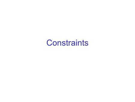 Constraints. Some basic ones Some basic integrity constraints: primary keys, not null constraints, and unique constraints. Examples: CREATE TABLE Movies.