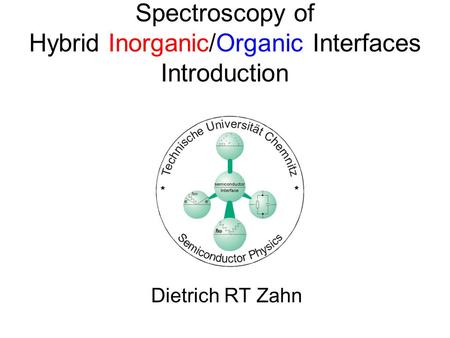 Spectroscopy of Hybrid Inorganic/Organic Interfaces Introduction Dietrich RT Zahn.