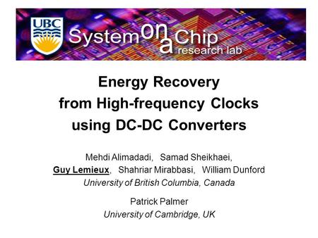 from High-frequency Clocks using DC-DC Converters