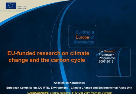 FP7 /1 EUROPEAN COMMISSION - Research DG - November 2006 Building a Europe of Knowledge the Seventh Framework Programme 2007-2013 EU-funded research on.