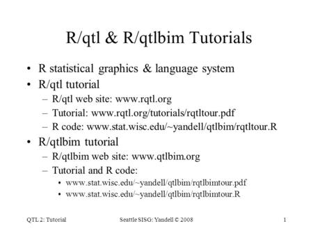 R/qtl & R/qtlbim Tutorials