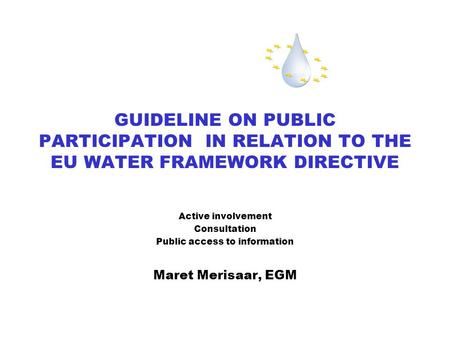 EU GUIDELINE ON PP in WFD, MARET MERISAAR, CCB Estonia