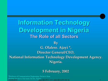 Information Technology Development in Nigeria The Role of all Sectors