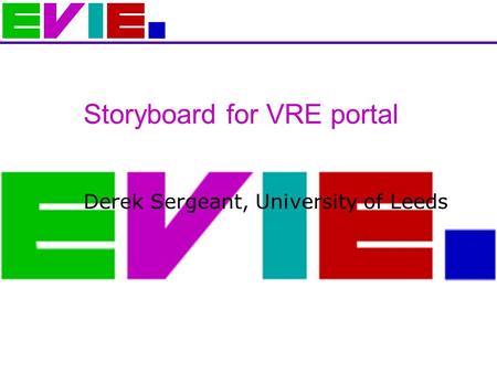 Storyboard for VRE portal Derek Sergeant, University of Leeds.