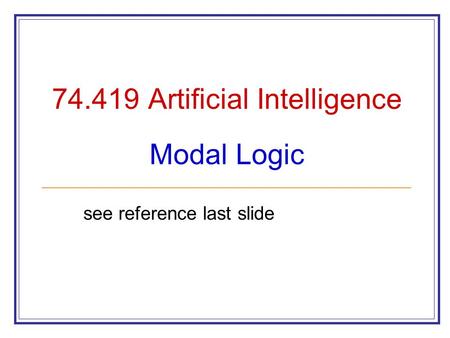 Artificial Intelligence Modal Logic