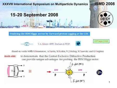 1 V.A. Khoze (IPPP, Durham & PINP) main aim: to demonstrate that the Central Exclusive Diffractive Production can provide unique advantages for probing.