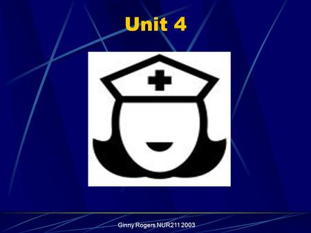 Ginny Rogers NUR211 2003 Unit 4. Ginny Rogers NUR211 2003 “Sorrow shared is halved and joy shared is doubled.” -Native American Saying.