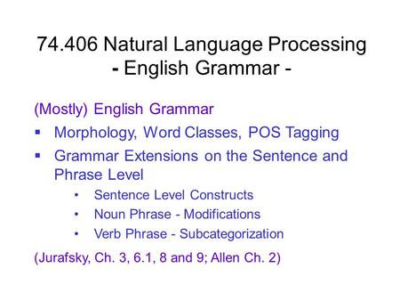 Natural Language Processing - English Grammar -