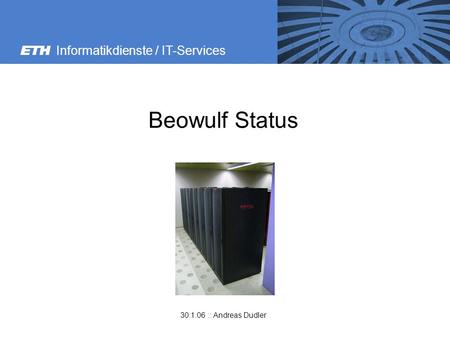 Informatikdienste / IT-Services 30.1.06 :: Andreas Dudler Beowulf Status.