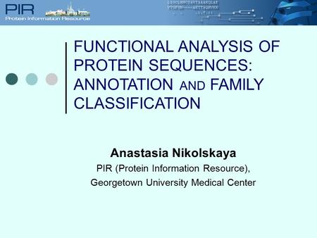 FUNCTIONAL ANALYSIS OF PROTEIN SEQUENCES: