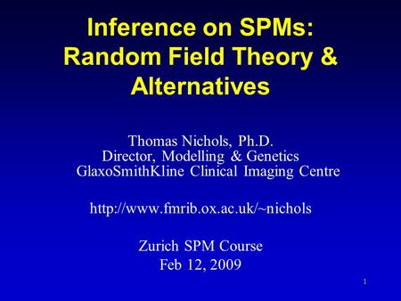 Inference on SPMs: Random Field Theory & Alternatives