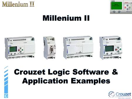 The different controllers The Functions Input functions Function blocks Dedicated function blocks Logic functions Output functions Applications Examples.