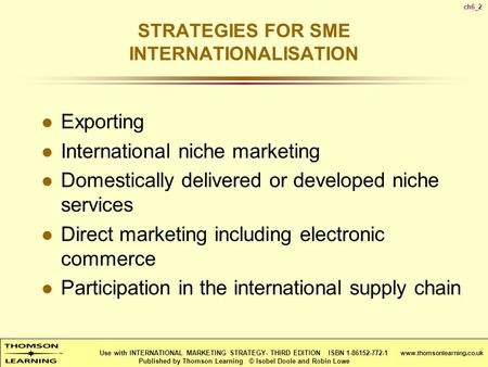 STRATEGIES FOR SME INTERNATIONALISATION