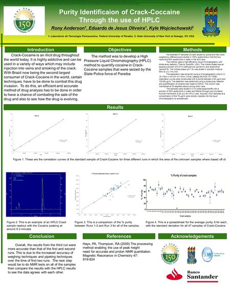 Purity Identificaion of Crack-Coccaine Through the use of HPLC Rony Anderson 1, Eduardo de Jesus Oliveira 1, Kyle Wojciechowski 2 1- Laboratorio de Tecnologia.