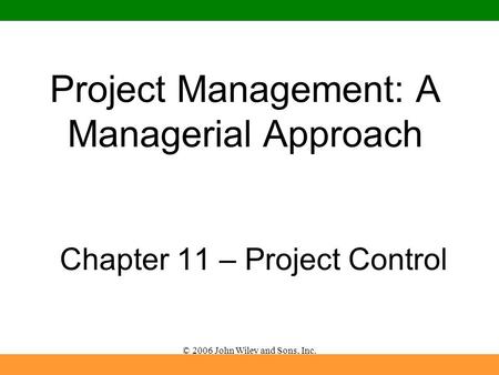 Project Management: A Managerial Approach