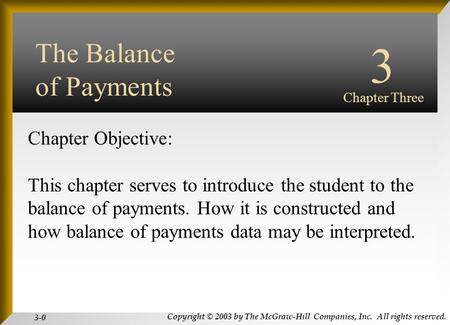 Copyright © 2003 by The McGraw-Hill Companies, Inc. All rights reserved. 3-0 INTERNATIONAL FINANCIAL MANAGEMENT EUN / RESNICK Third Edition Chapter Objective: