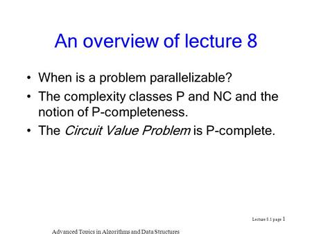 Advanced Topics in Algorithms and Data Structures