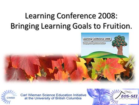 Learning Conference 2008: Bringing Learning Goals to Fruition.